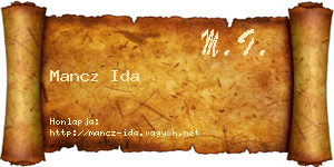 Mancz Ida névjegykártya